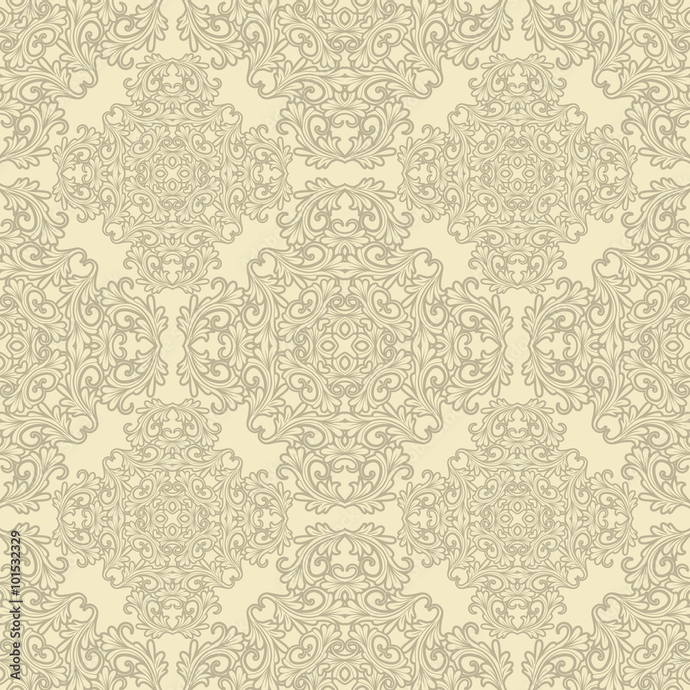 hand-drawn seamless pattern of stylized flora in pastel and light beige color. Vector illustration. hand-drawn seamless pattern of stylized flora in pastel and light beige color. Vector illustration.