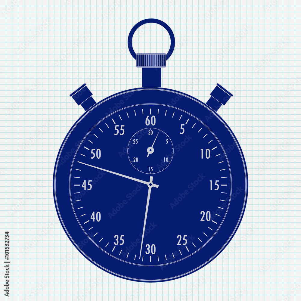 Stopwatch Icon on Notebook sheet background. Stopwatch Icon on Notebook sheet background.