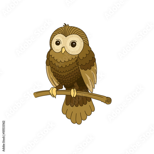Cute hand-drawn grey owl