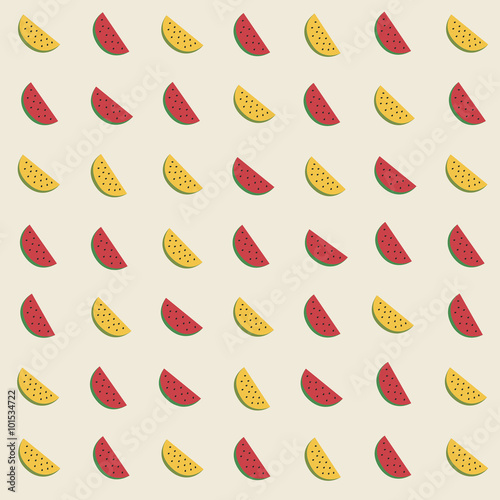 background seamless pattern with red and yellow watermelons
