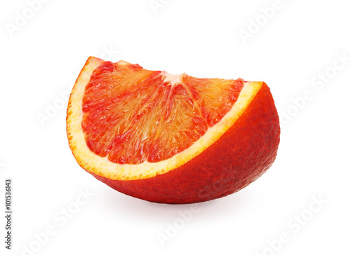 Slice red orange isolated on white background.