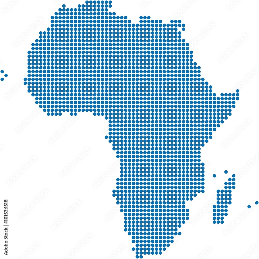 Blue circle shape Africa map on white background. Vector illustration.
