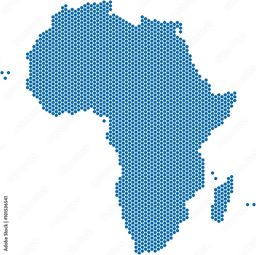 Blue circle shape Africa map on white background. Vector illustration.