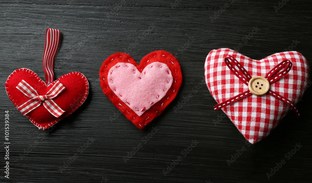 Beautiful romantic hearts on wooden background Beautiful romantic hearts on wooden background