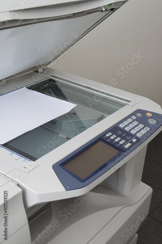 Grey computer printer or copy machine isolated