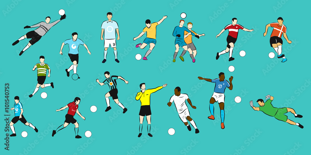 collection of soccer football player in action vector