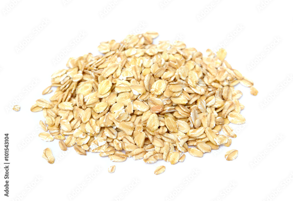 pile of fresh oatmeal isolated on white background pile of fresh oatmeal isolated on white background