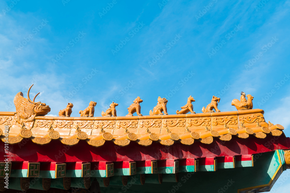 Chinese eaves with blue sky