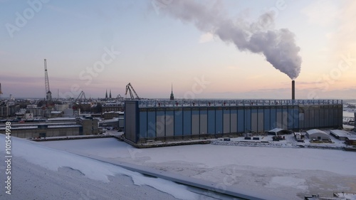 undustrial landscape Harbor in winter port city Helsinki, Finland, Europe photo