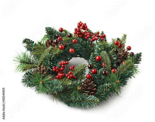 Christmas fir wreath isolated