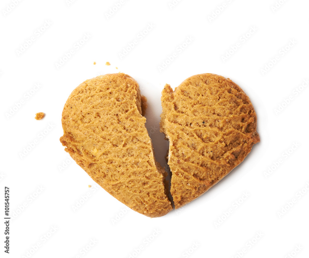 Heart shaped broken cookie isolated Heart shaped broken cookie isolated