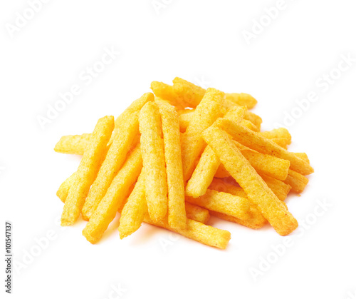 Cheese puff sticks isolated