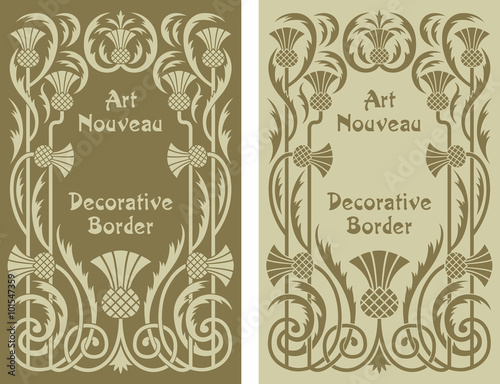 Art Nouveau decorative floral border design
