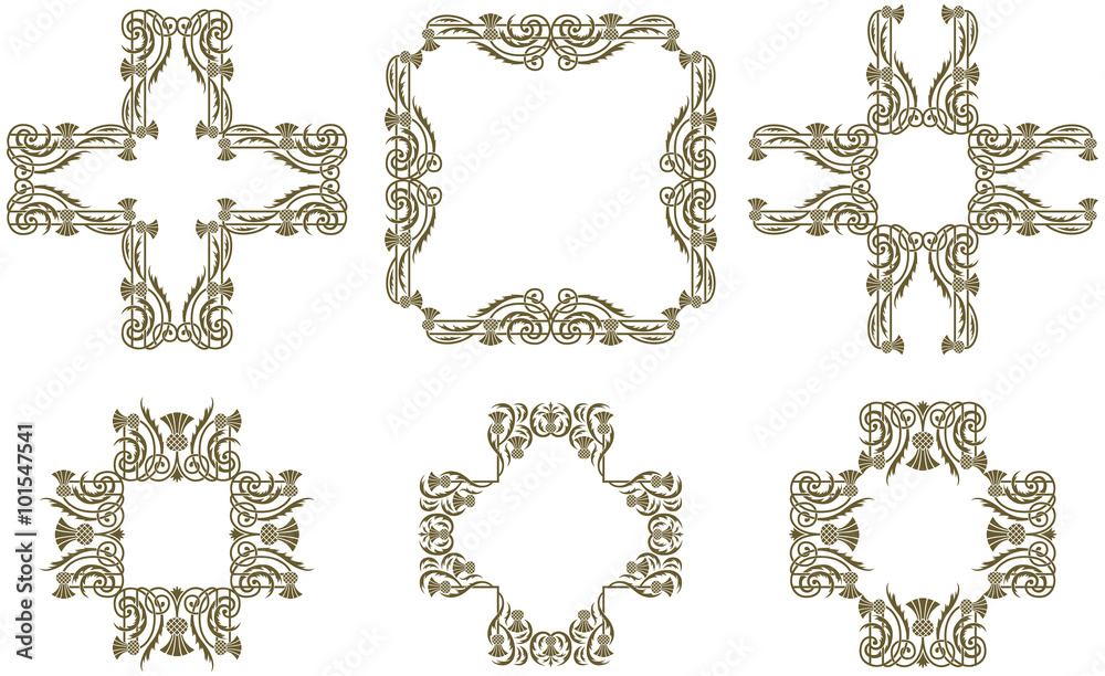 Art Nouveau decorative floral frames and borders