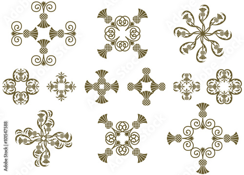 Art Nouveau decorative floral design icons