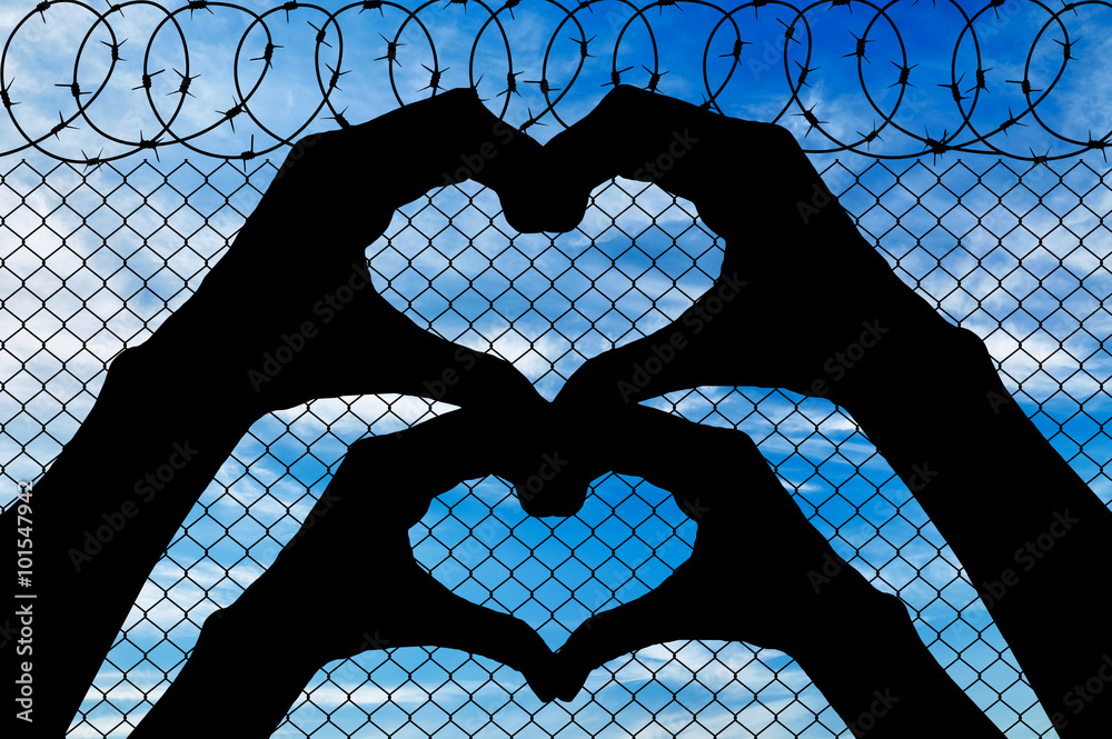 Silhouette of the heart out of the hands Stock 写真 | Adobe Stock