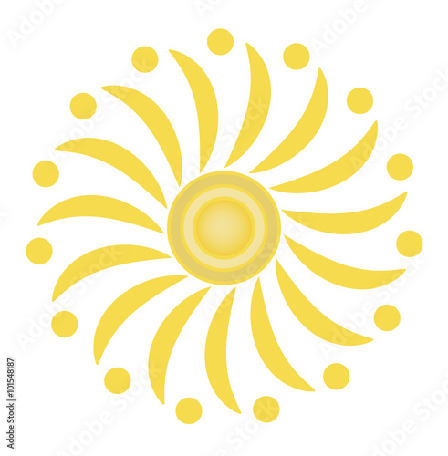 Stylized shining sun vector isolated on white, sole splendente stilizzato vettoriale isolato su sfondo bianco