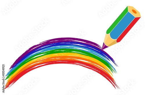 Rainbow drawn with a pencil.