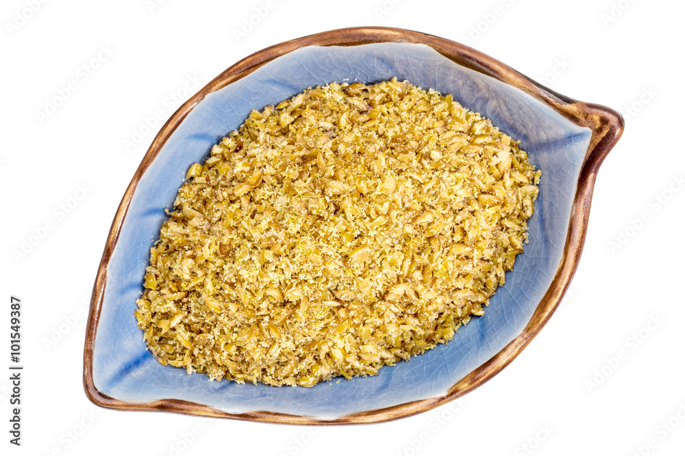 golden flax meal in a bowl golden flax meal in a bowl