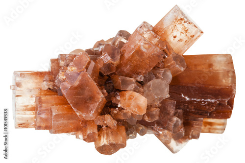 Aragonite mineral stone isolated on white