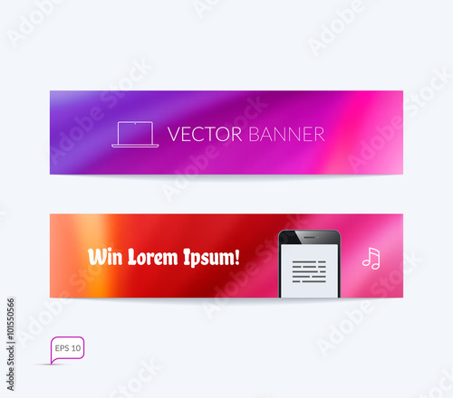 Website header or banner set with blurred background. Vector ill