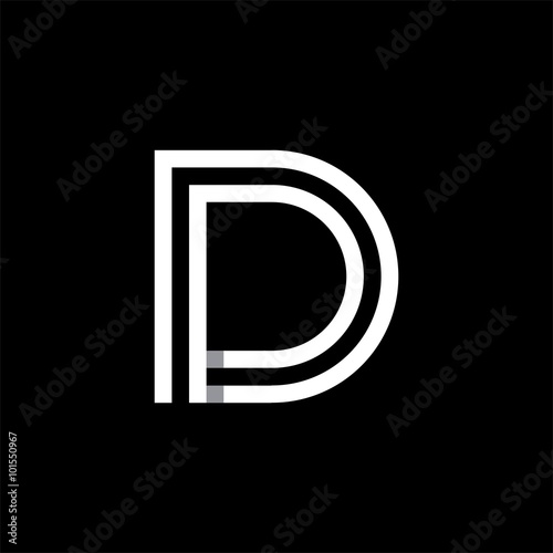 Capital letter D. Overlapping with shadows logo, monogram trendy design. 