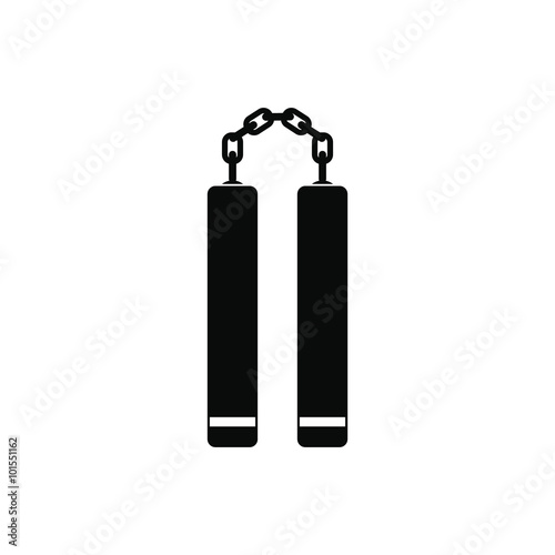 Nunchaku weapon black simple icon