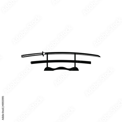 Katana on a wooden stand icon