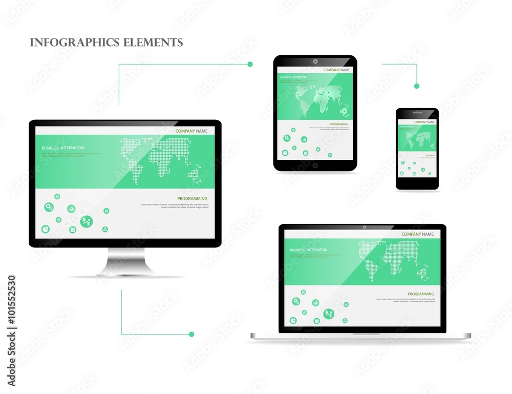 Awesome responsive web design development coding vector concept Awesome responsive web design development coding vector concept