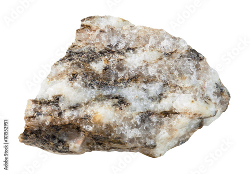 Gneiss mineral stone isolated on white