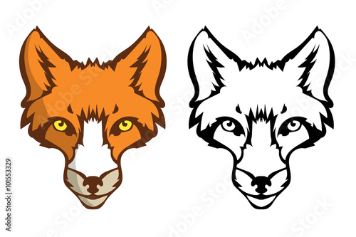 Vector fox's head as a design element on isolated background