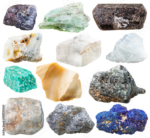 set of natural rocks and stones isolated