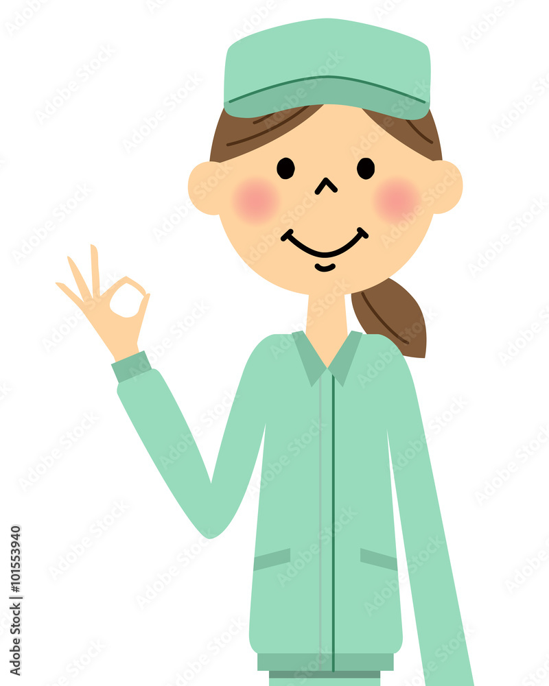 作業服の女性(上半身) OK 作業服の女性(上半身) OK