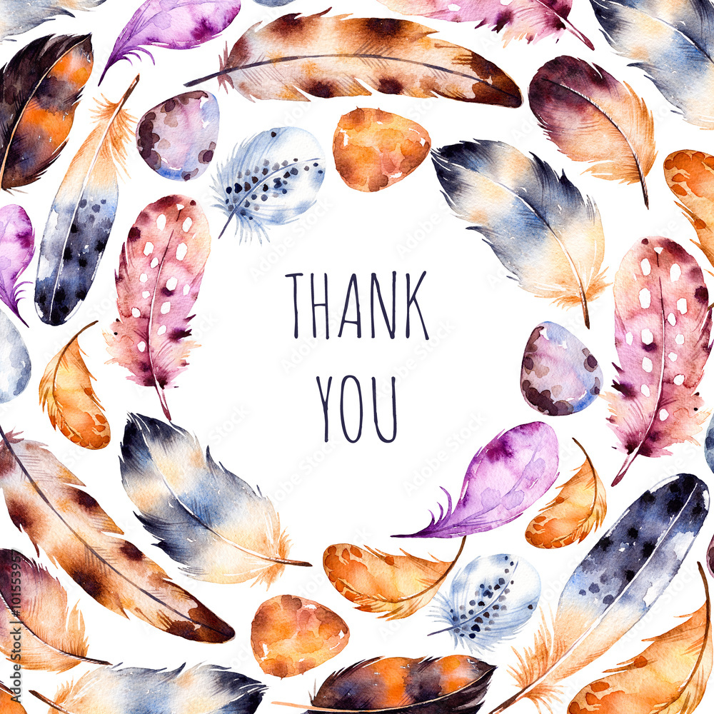 Thank You (Feathers)- Greeting Card