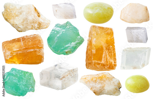 Cuadro en lienzo various calcite gem stones isolated on white