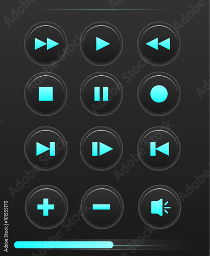 Media player buttons collection vector design elements