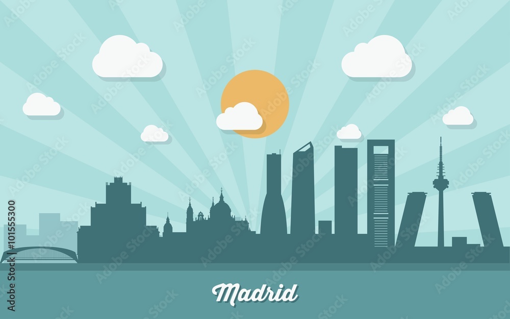 Fototapeta premium Madrid skyline - flat design