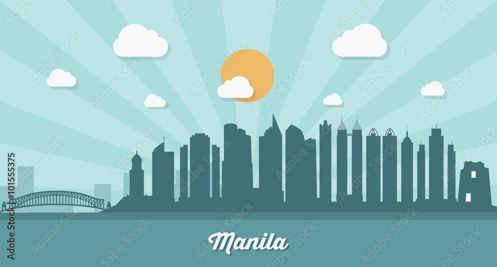 Manila skyline - flat design