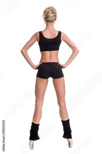 Aerobics fitness woman exercising isolated in full body.