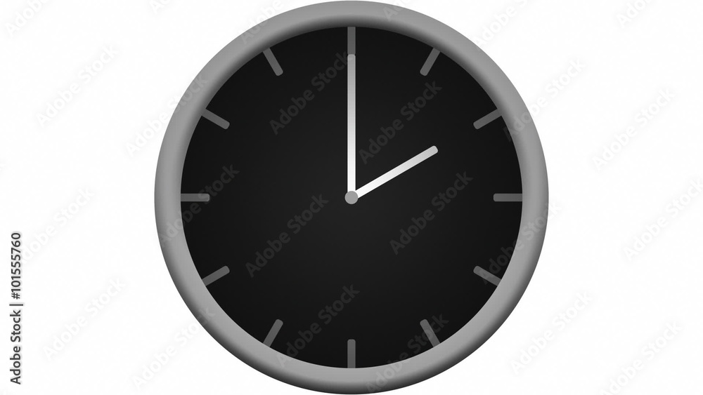 Beveled Clock, 12Hr Time-lapse (25fps). Time-lapse loop of an animated black and gray beveled clock counting down 12 hours over the span of 30 seconds. Beveled Clock, 12Hr Time-lapse (25fps). Time-lapse loop of an animated black and gray beveled clock counting down 12 hours over the span of 30 seconds.