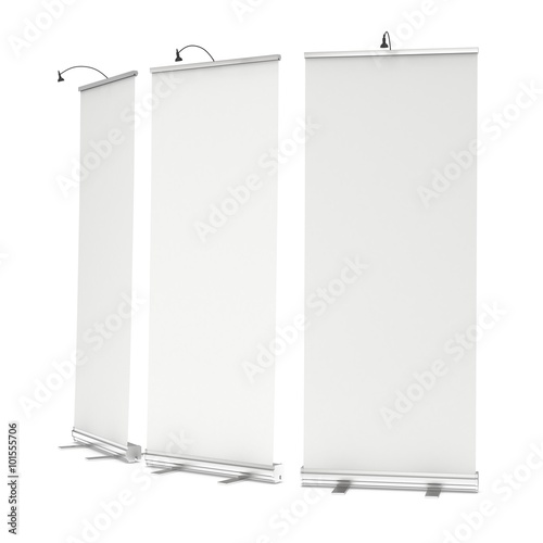 Blank Roll Up Banner Stand. 3D