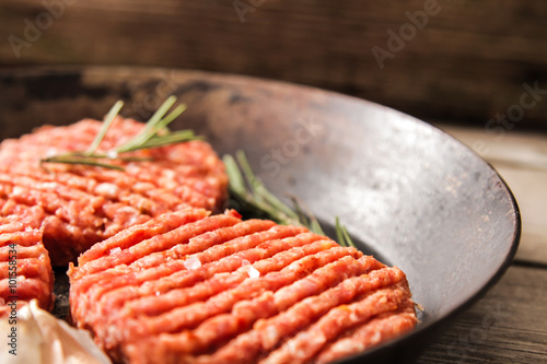 Raw Ground beef meat Burger steak cutlets