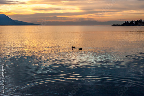 Beautiful view on sunset at Geneva Lake