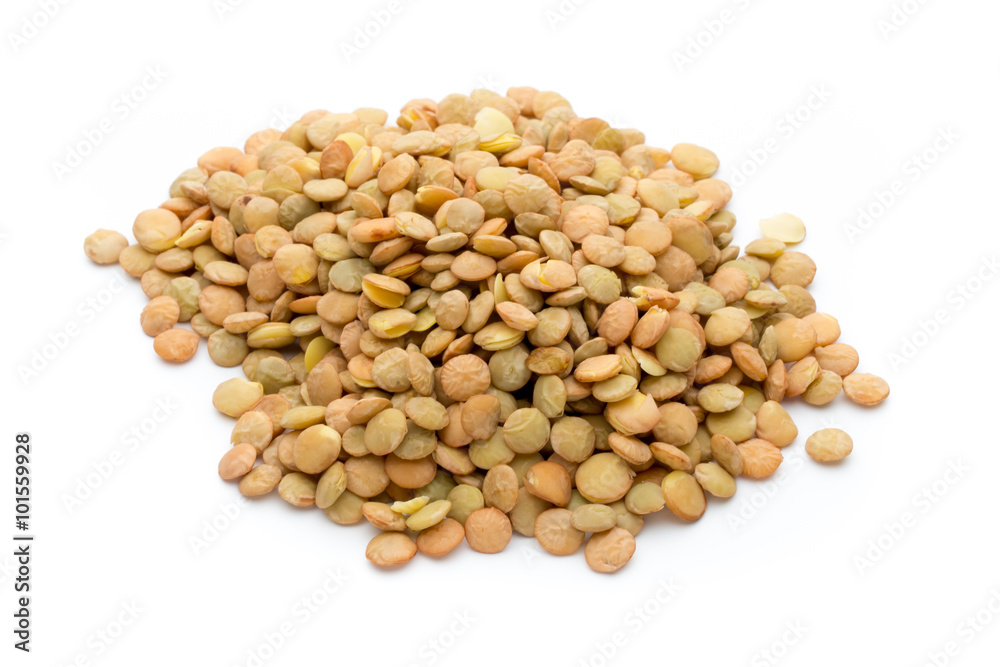 Lentils isolated on white background.Macro shot Lentils isolated on white background.Macro shot