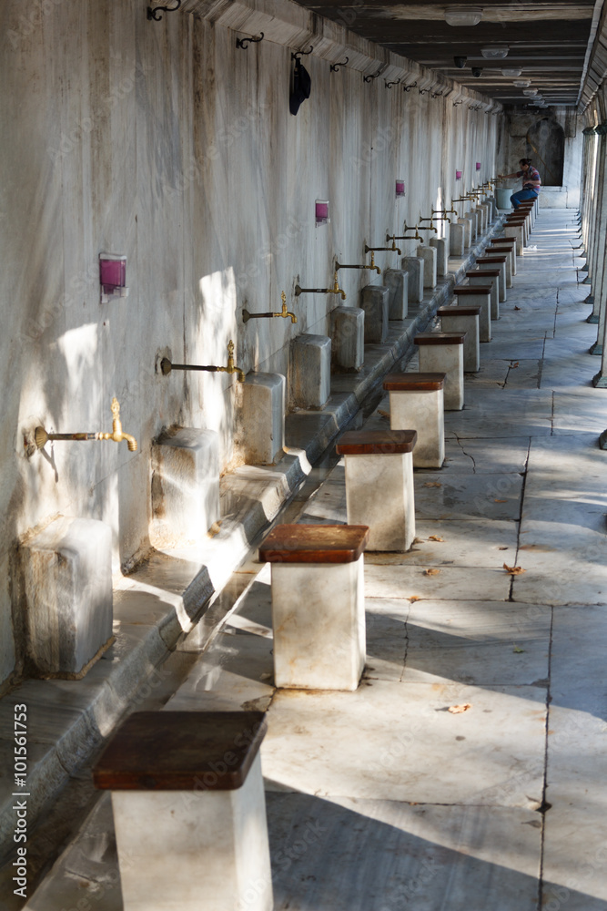 Fountains or taps for prayer ablution in Suleymaniye ( Blue Mosq