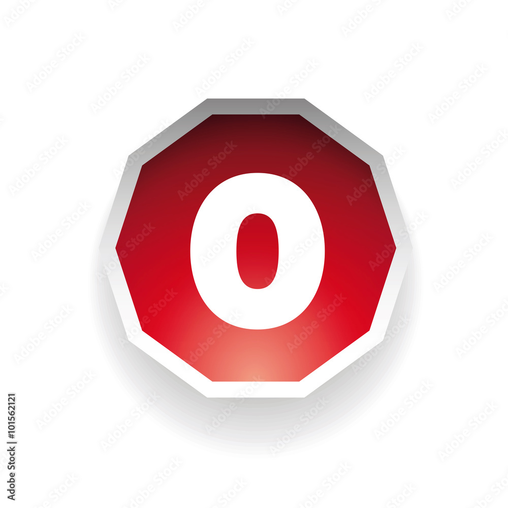 Number zero vector label red