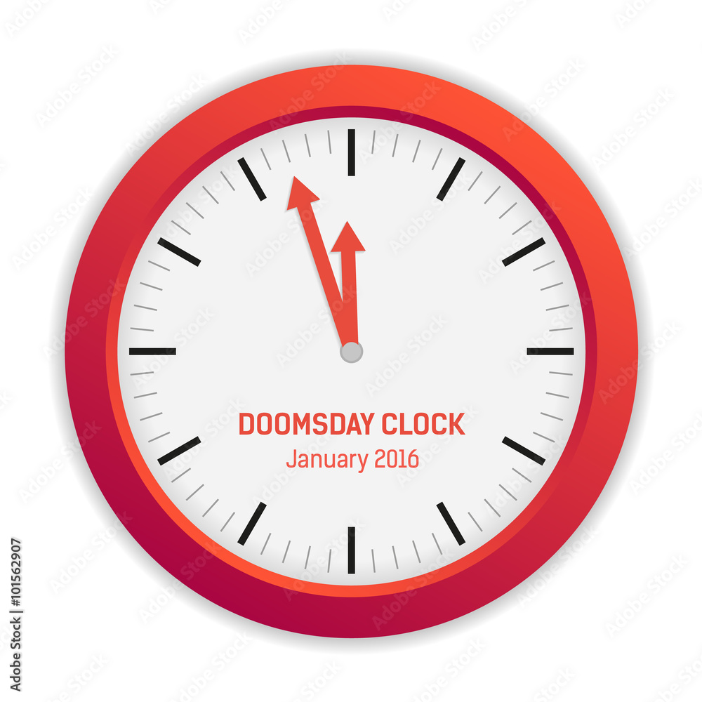 Isolated illustration of Doomsday clock (3 minutes to midnight) Isolated illustration of Doomsday clock (3 minutes to midnight)