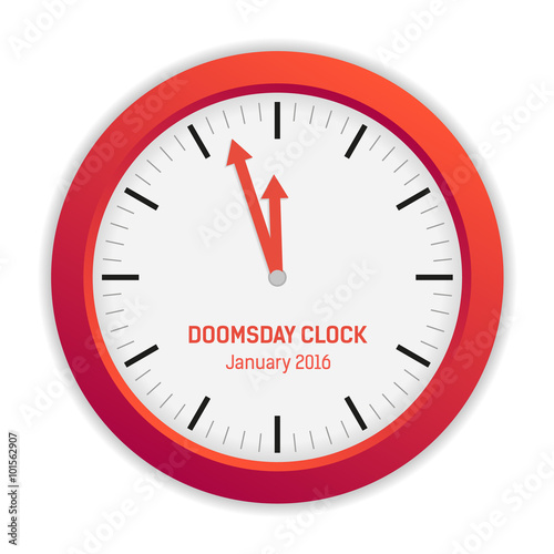 Isolated illustration of Doomsday clock (3 minutes to midnight)