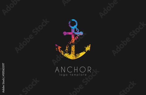 Anchor logo. Rainbow logo. Company logo. Colorful anchor