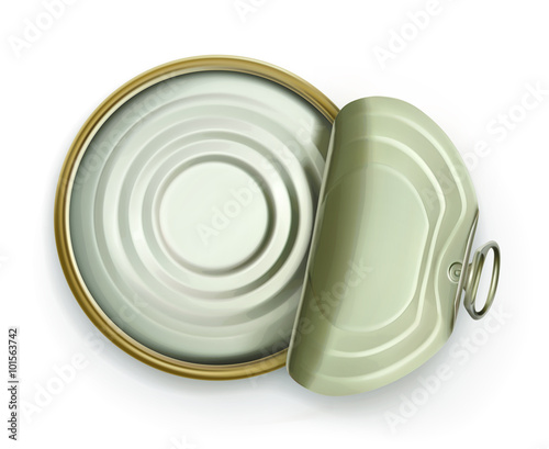 Open tin can, top view vector icon